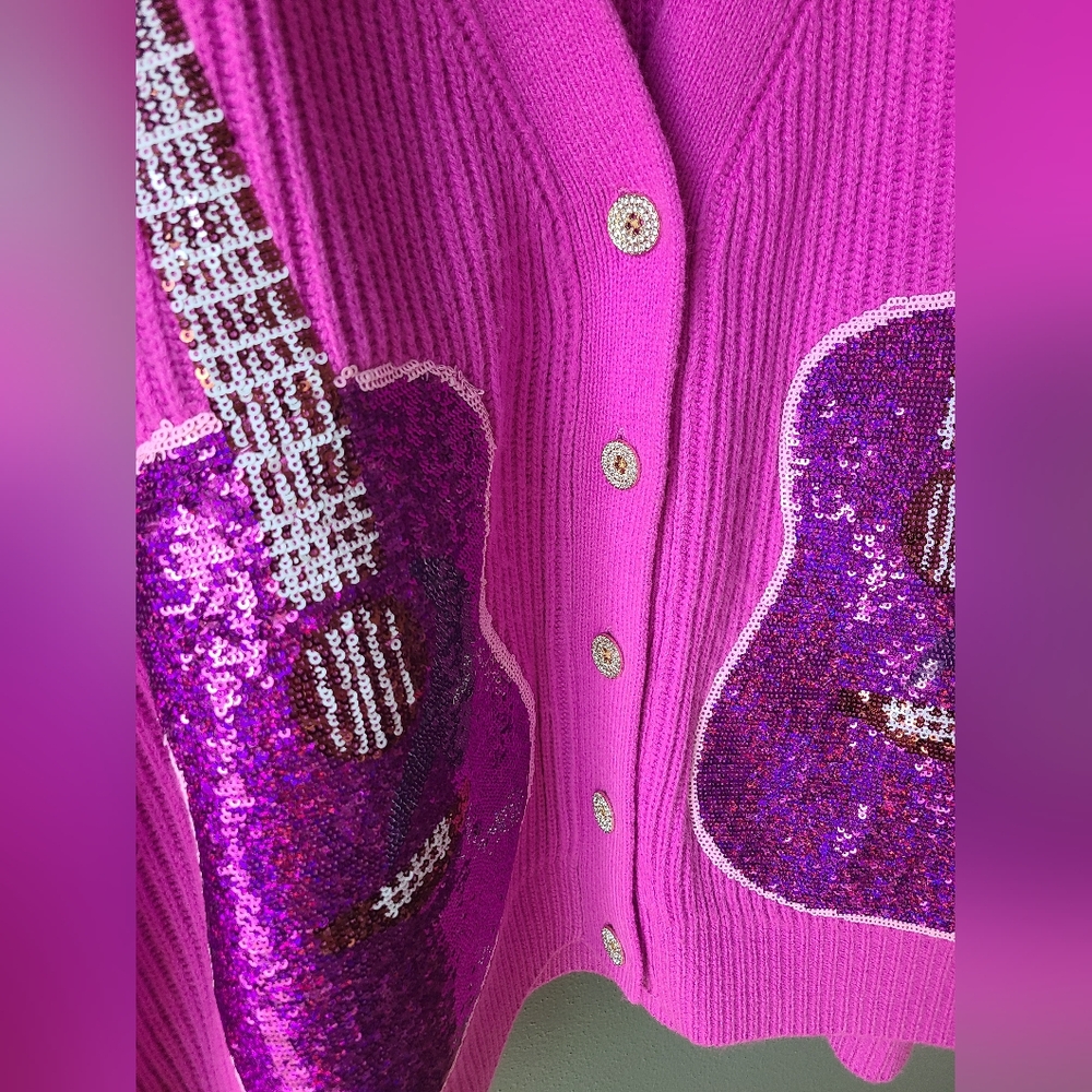 Queen Of Sparkles Guitar Cardigan, Size Large - Picture 5 of 8
